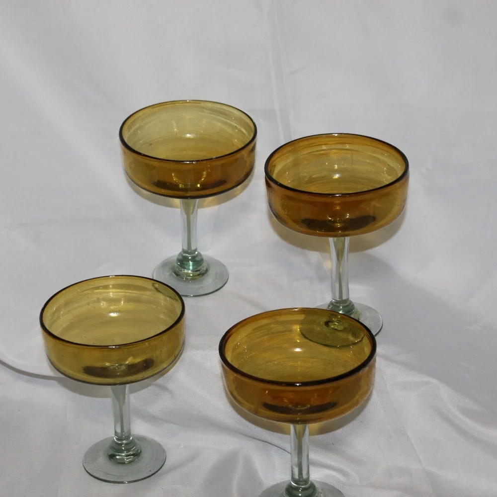 West Elm Amber Stem Glassware. Set of 4